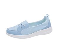 Womans Shoes 10 Breathable Woven Go Walking Shoes Slip in Sneakers Womens Ballet Flat Shoes & Pumps (Blue, 4)