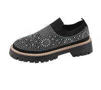 Womans Shoes Plus Size Casual Single Shoes for Women's Spring Le Fu Shoes Thick Sole Flat Bottom Fashionable Women's Shoes Walking Shoes Women Size 4 (Black, 6.5)