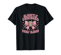Woman's Slightly Unhinged Highly Blessed Leopard Bow Graphic Value Graphic T-Shirt, Men, Black, L