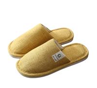 Womans Slippers House Shoes Womens Cozy Slippers for Women Autumn Winter Cotton Slipper Home Men Women Couple Warm Indoor Wooden Floor Cotton Linen Mop Fall Winter Shoes Footwear (Yellow, 38)