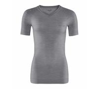 FALKE Women's Wool-Tech Light V Neck W S/s Ts Functional Yarn Quick Dry 1 Piece Base Layer Top, Grey Grey-Heather 3757, XS