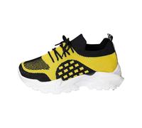 Woman's Trainers Women's Breathable Casual Sneakers Lightweight Comfortable Walking Shoes for Everyday Wear with Elastic Closure Flat Heel Design Yellow