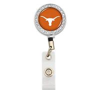 Woman's University of Texas Longhorns Crystal Bling Retractable ID Badge Holder with Belt Clip