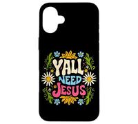 Womans Y'all Need Jesus Christian Groovy Christ Faith Bible Case for iPhone 16 Plus