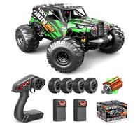 Womaqu RC Cars 1:14 Scale 4WD High-Speed Off-Road Truck, 40+ KM/H 4X4 Waterproof ESC Remote Control Car with Dual 7.4V 1300mAh Batteries, Extra Paddle Tires & Full Roll-Cage Frame for Adults & Boys