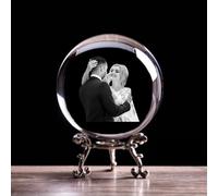 WOMB Custom Glass Photo Ball, 3D Crystal With Laser Engraving, Personalized Frame, Customized Gifts for Him Her Birthday (With S, 2 D 10 cm)