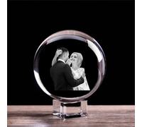 WOMB Custom Glass Photo Ball,Custom 3D/2D Crystal Photo, Personalised 3D Crystal with Photo, Photo Frame, Customized Gifts for Him Her Birthday (with crystal base,2 D 10 cm)