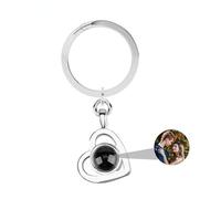 WOMB Custom Photo Keychain Personalized Memorial Heart Shape Key Ring Key Chain with Photos Engraved for Women Valentine’s Day Gifts Custom Heart Projection Photo Keychain (silver-1,1PCS)