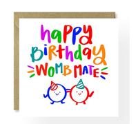 Womb Mate Birthday Card, Twins card, For Twin Brother, For Twin sister, Happy Birthday Womb Mate