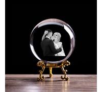 WOMB Personalised 3D Crystal, Custom Glass Photo Ball, 3D Crystal Picture In Glass Block for Valentine, Memorial, Wedding, Birthday, (with G, 2D 8 cm)