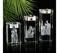 WOMB Personalized Photo 3D Laser Crystal Candle Holder, Custom Text Engraved Candle, for Grandma, Birthday,Wedding,Anniversary,Anniversary,Christmas,Birthdays (5x5x10cm)