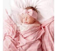 WOMB Personalized Swaddle Blanket for Baby, Purple, 75x100cm, Custom Baby Name, Swaddle Blanket and Hat Set
