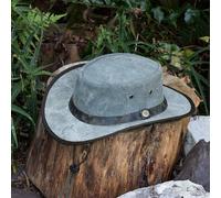 Wombat Leather Outlander Washed Canvas Hat - Large - Green - Washed Denim