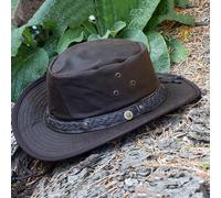 Wombat Leather The Wilderness Brown Waxed Cotton Hat - Brown - Waxed Cotton - XL