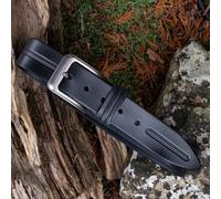 Wombat Leather Thick Black Patterned Leather Belt - Leather - Black - 2XL