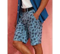 Wombat Men's Wombat Chino Tailored Print Shorts {WB905} - Medium 32/34" - Blue Palm Leaf Print
