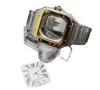 WOMELF 38mm Square Watch Case with Dial Hands 316L Steel Watch Accessories Sliver/Gold Modification Parts Compatible for NH35 NH36 4R36 Movements (Color : 2-Sliver-Gold White)