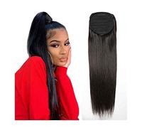 Women 10-22" Straight Drawstring Ponytail Human Hair Ponytail Extensions Brazilian Remy Hair Clips In Straight Ponytail Hair Pieces for Black Women Daily use(14 inch)