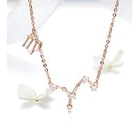 Women 12 Constellation Rose Necklaces Pendants Long Chain Choker For Women Jewelry
