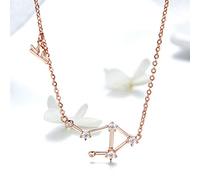 Women 12 Constellation Silver 925 Sterling Rose Gold Necklaces Pendants Long Chain Choker For Women Jewelry
