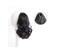 Women 12" Ponytail Extension, Short Claw Clip Ponytails Hair Extensions Curly Wavy High Temperature Resistant Synthetic Hair Ponytail Hairpieces for Women Daily use(Natural Black)