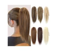 Women 14Inch Short Straight Ponytail Hair Extension Fluffy Synthetic Claw Clip Fake Piece for Women Daily(4)