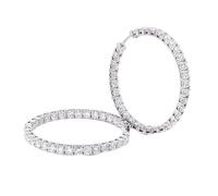 Women 14K White Gold Tennis Hoop Moissanite Earrings for Ladies