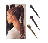 Women 18 Inch Fishbone Braid Ponytail Extensions Synthetic Drawstring Braided Pony Tail Clip in Fake Hair Piece Daily use(1B)