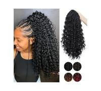 Women 18Inch Long Kinky Curly Ponytail Afro Puff Drawstring Pony Tail Extension Clip in Synthetic Fake Hair Piece for Women Hair Extensions(1BBug)