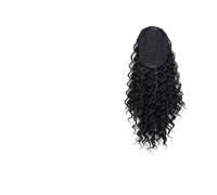 Women 18Inch Synthetic Kinky Curly Ponytail Hairpiece Short Fluffy Drawstring Extension Daily use(1B)