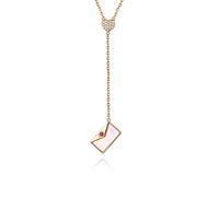 Women 18K Rose Gold Pendant Necklace Envelope and Heart Shape Round Cut Diamond