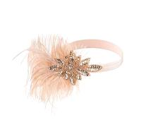 Women 1920s Flapper Headband Black Feather Headpiece Rhinestone Hair Band Cocktail Head Accessories For Women Sweatbands for Men Head