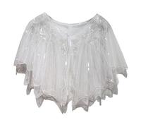 Women 1920s Shawl Sequin Evening Cape Retro Wraps Scarf for Wedding Party Bride Dress, Art Deco Vintage Shawl Bolero Wraps, Mesh Loose Cloak Shawl Dress Wrapped With Party Banquet Sequin
