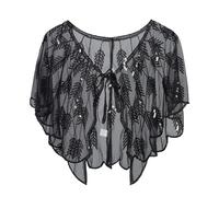 Women 1920s Shawl Sequin Evening Cape Retro Wraps Scarf for Wedding Party Bride Dress, Art Deco Vintage Shawl Bolero Wraps, Mesh Loose Cloak Shawl Dress Wrapped With Party Banquet Sequin