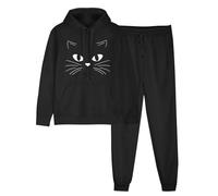 Women 2 Piece Outfit Clearance,Women Co Ord Sets Today's Deals ,Cat Printed Long Sleeve Pullover Hoodies Sweatshirt Tops+Sweatpants Jogger Set Fall Winter Lounge Wear Sets Activewear Y2k Sets S-XXL