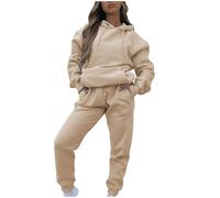 Women 2 Piece Outfits Sweatsuit Tracksuit Full Sets Oversized Pullover Hoodie and Straight Leg Sweatpants Jogger Pants Set with Pockets Y2K Jogger Sets Ladies Lounge Set 2 Piece Co Ord Sets Sportwear