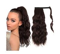 Women 20" Body Wavy Wrap Around Pony Tails Hair Extension for Women Fluffy Synthetic Natural Soft Hairpiece Synthetic Long Wavy Ponytail Extension Daily use(Chestnut Brown)