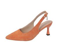 Women 2026 Comfortable Breathable Square Heel Open Toe Casual Spring Summer Autumn Pumps, Orange, 7 UK