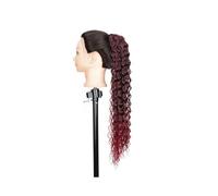 Women 22 Inch Long Curly Ponytail Extensions Synthetic Deep Wave Drawstring Clip In Thick Fake Hair Piece Daily use(1BBug)