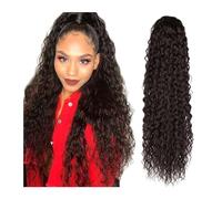 Women 22Inch Water Wave Afro Pony Tail Women Hairpiece False Curly Ponytail Extensions Clip in Synthetic Drawstring Ponytail Wig Long Daily use(Bruin)
