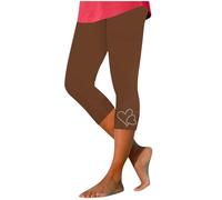 Women 3/4 Length Leggings, Ladies Elastic High Waist Cropped Capri Trousers Plain Three Quarter Pants Stretch Slim Fit Bottoms Summer Pedal Pusher Tummy Control Sweatpants for Workout Gym Yoga