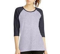 Women 3/4 Sleeve Baseball Tee - Raglan Shirts Jersey Tops Quarter Sleeve Shirt Tees, Lt.grey / Charcoal, L