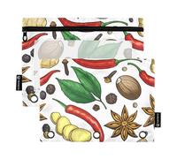 Women 3 Ring Binder Pencil Pouch Zipper Binder Pencil Bags Pink Clear Binders Pen Case School Colorful Spices Ginger Root White 9.8" x 7.1", 2 Packs