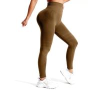 Women 3D Compression Leggings Anti Cellulite Scrunch Bums Leggings High Waist Seamless Push-Up Opaque Sports Yoga Leggings for Workout Sport Yoga Running Brown