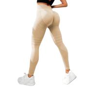 Women 3D Compression Leggings Anti Cellulite Scrunch Bums Leggings High Waist Seamless Push-Up Opaque Sports Yoga Leggings for Workout Sport Yoga Running Khaki