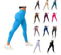 Women 3D Compression Leggings Anti Cellulite Slimming Scrunch Bums Leggings High Waist Seamless Push-Up Opaque Gym Yoga Running Legging Tummy Control Stretchy Yoga Pants Trousers Blue