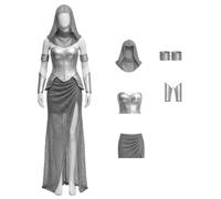 Women 5 Piece Medieval Faux Chainmail Outfit with Hood for Halloween | Women Warrior Costume with Chainmail Hood, Corset Top, Split Skirt and Arm-Guards, for Medieval Halloween Ren Faire