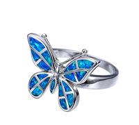 Women 511 Jewelry Bule Rings Fire The Size Wedding Opal Ring Rings Punk Ring (Blue, 9)