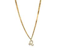 Women 925 Sterling Silver Necklace Twelve Constellations Pendant Necklace with Zircon Dainty Gold Plated Clavicle Chain Guardian Choker Party Jewelry Gift Leo