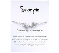 Women 925 Sterling Silver Zodiac 12 Constellation Link Bracelet With A Blessing Card Jingle Earrings (SL4, One Size)